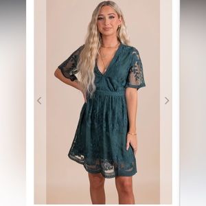 Light My Fire Dark Teal Lace Mini Dress size Medium